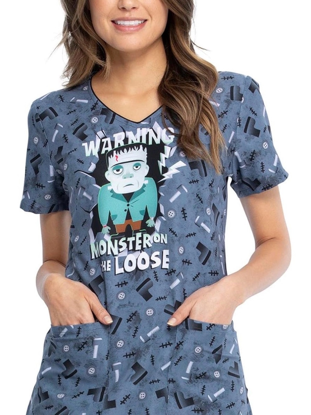 Tooniforms Women’s Monster’s Scrub Top - Small